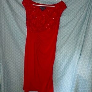 Sequined red dress, size 8 ~ petite